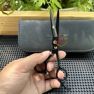 Kéo cắt tóc tỉa hóc Nhật Bản cao cấp KAISO màu đen MS08 [Mua cặp kéo tặng ví da+2 lược+chỉnh kéo]