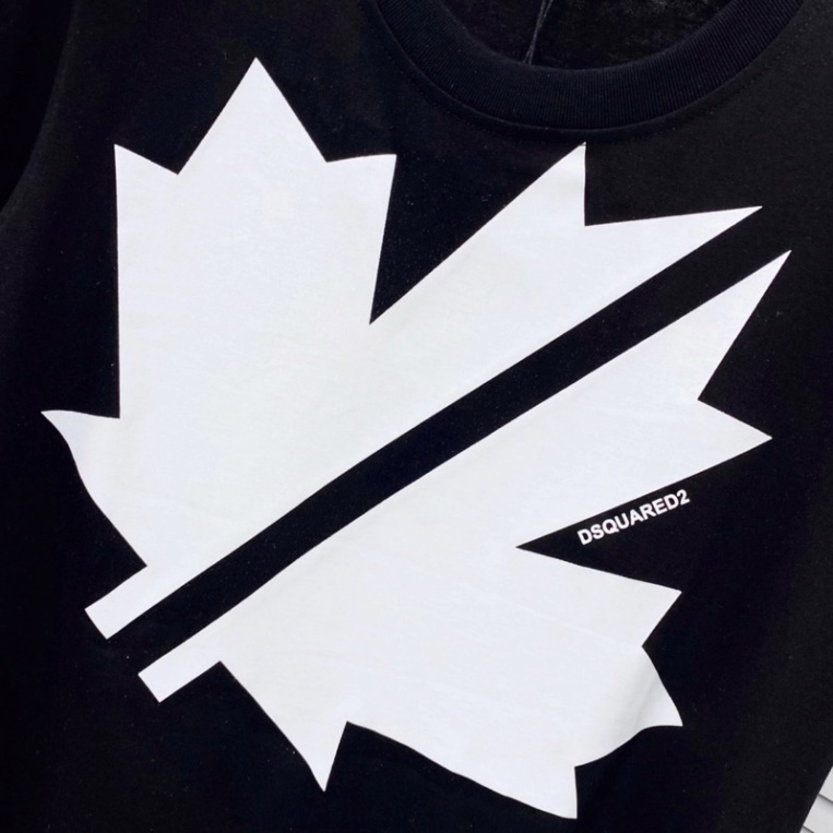 Áo phông nam nữ Premium Cotton in hình logo lá chữ DSQ2 vải dày dặn co giãn 4 chiều cao cấp 2022 K8