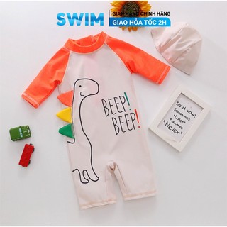 Bộ đồ bơi khủng long cho bé 1-6 tuổi kèm mũ