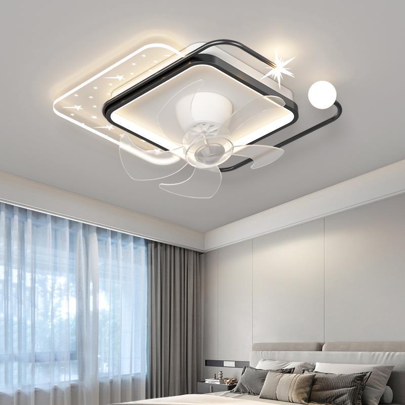Quạt đèn ốp trần ốp thạch cao đèn tích hợp quạt động cơ DC 6 số 3 màu ánh sáng kèm điều khiển BH 2 năm