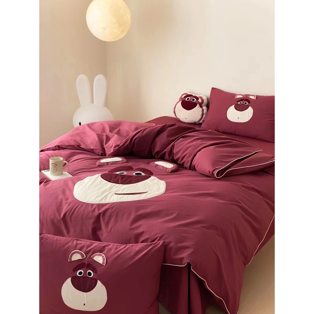Bộ Chăn Ga Gối 5 Món Cotton Linen Hoạ Tiết Hoạ Hình Disney Mẫu Mới 2023 Luna Bedding
