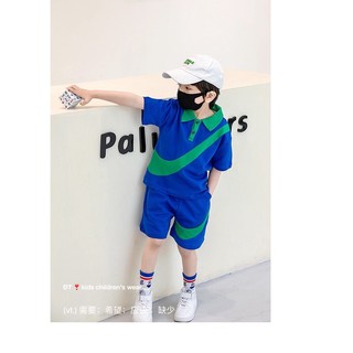 Bộ phẩy xanh cổ bẻ bé trai