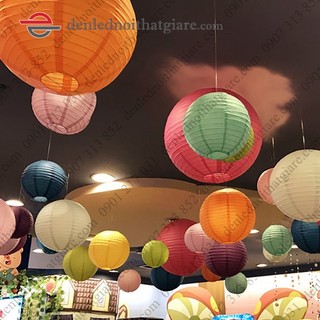 Đèn lồng vải dù, voan tơ 50cm kiểu tròn 100i50