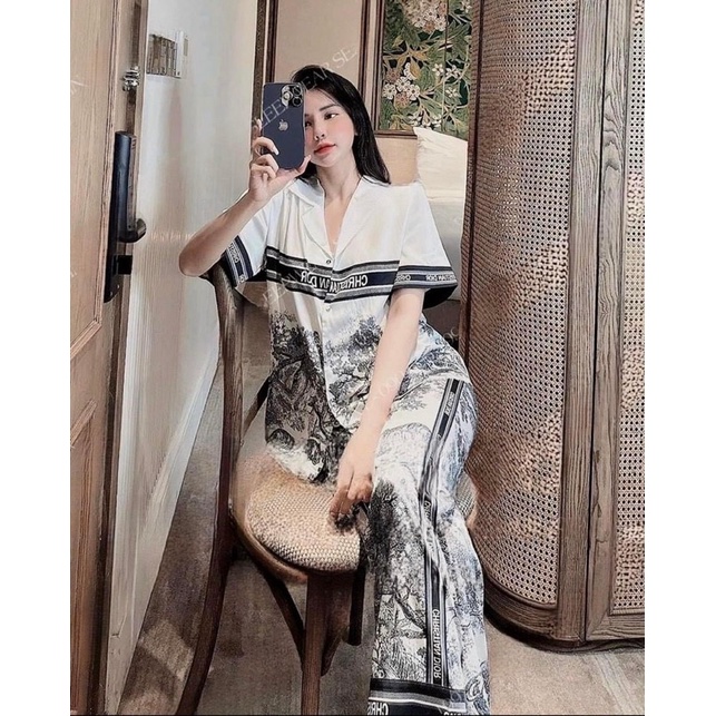 Sét pijama mặc nhà cho nữ thiết kế siêu sang- chất lụa loại 1 mịn mát
