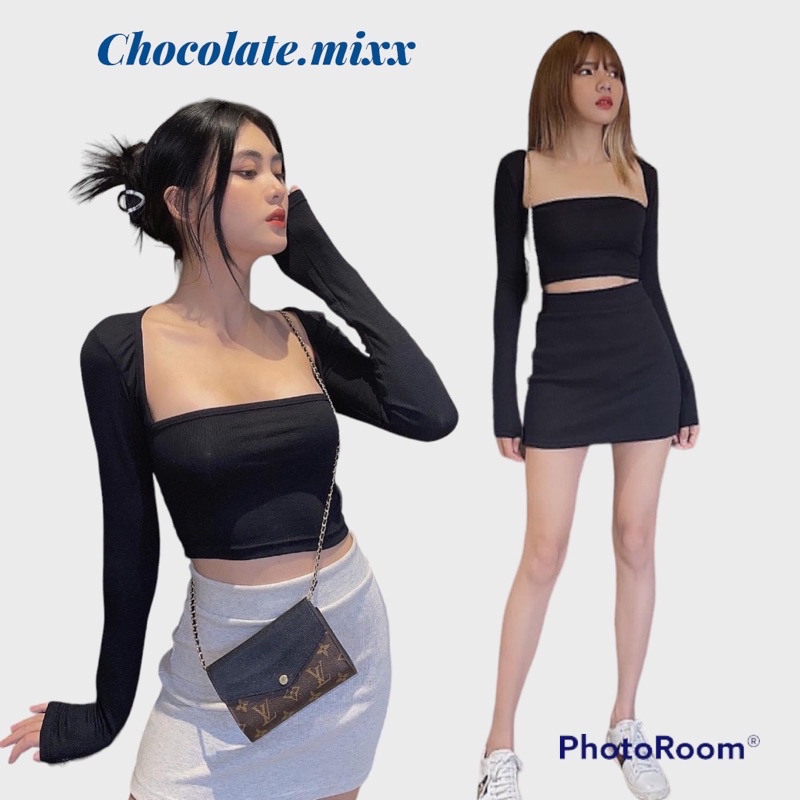 Basic Croptop▪ÁO CROPTOP KHOÉT NÁCH TAY DÀI