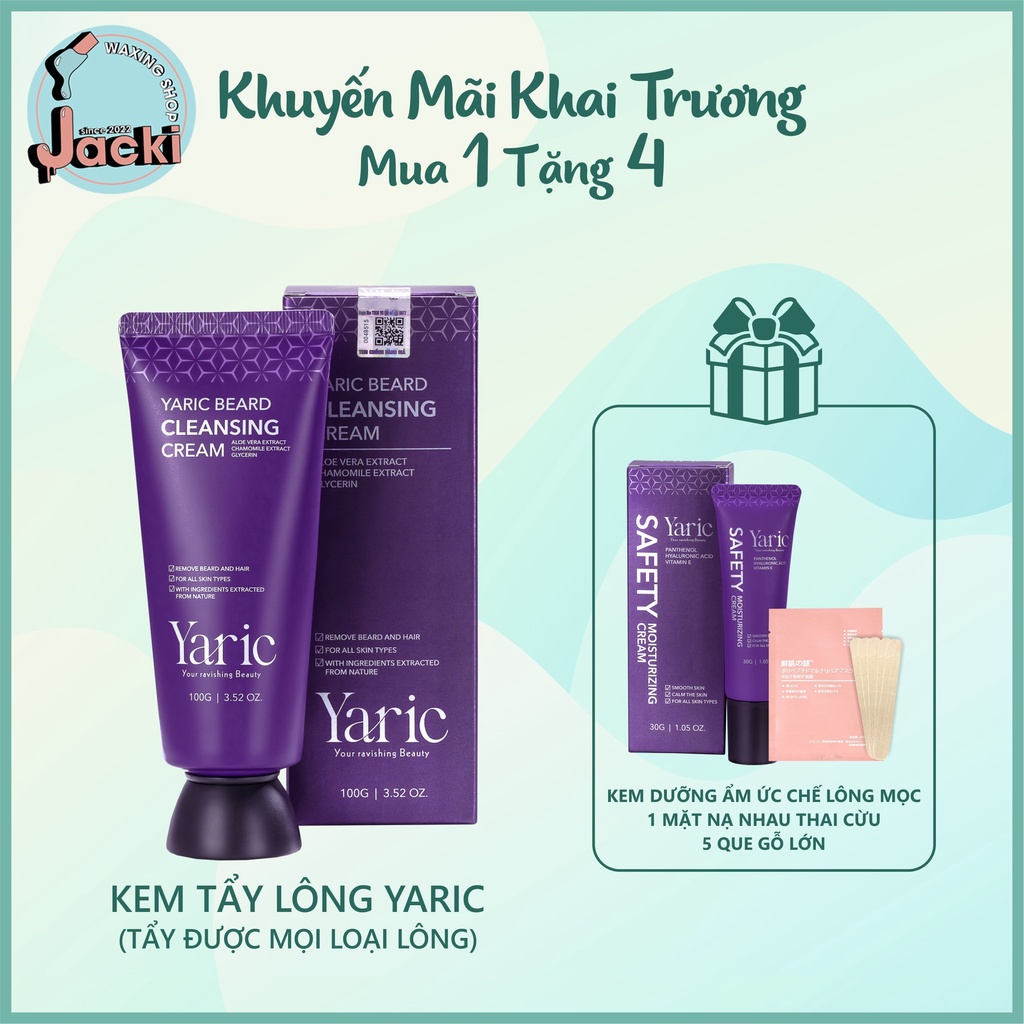 Kem tẩy lông, tẩy râu dùng được cho da nhạy cảm tặng kèm kem dưỡng ức chế lông mọc, Yaric -100g