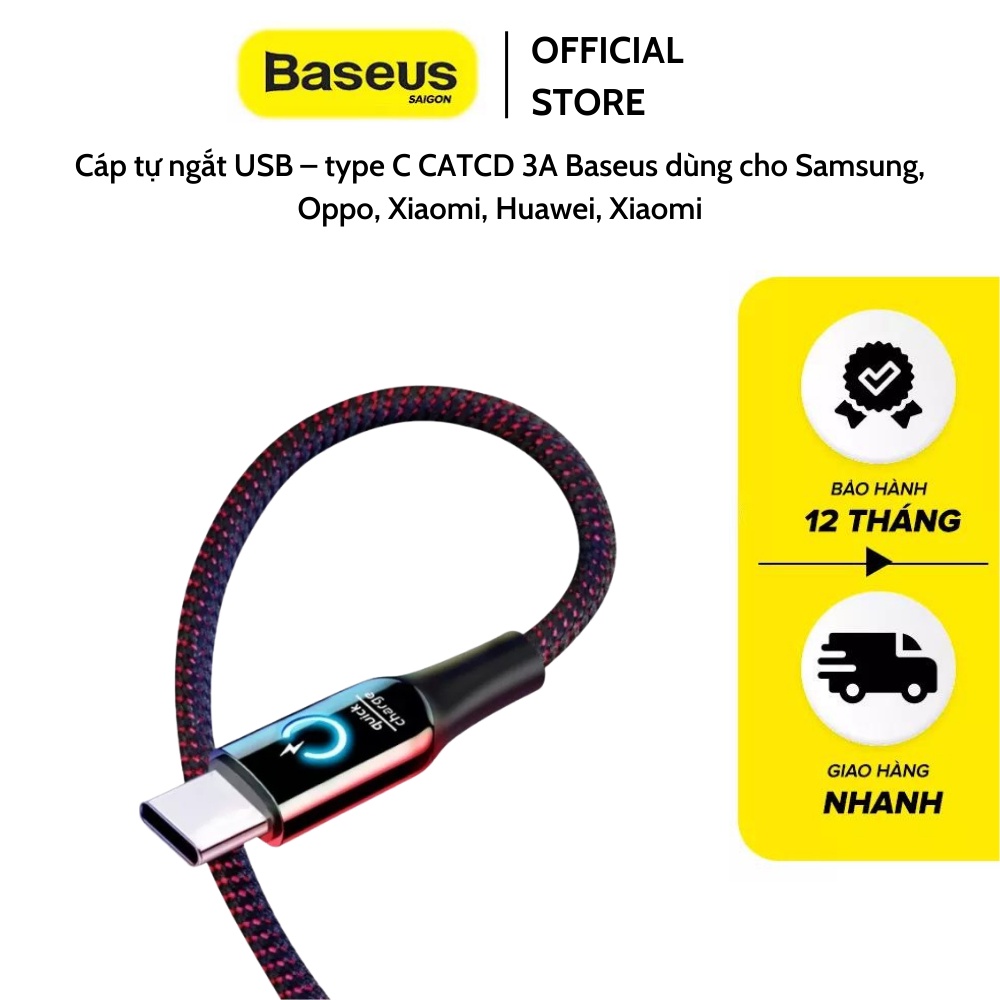 Cáp tự ngắt USB – type C CATCD 3A Baseus dùng cho Samsung, Oppo, Xiaomi, Huawei, Xiaomi