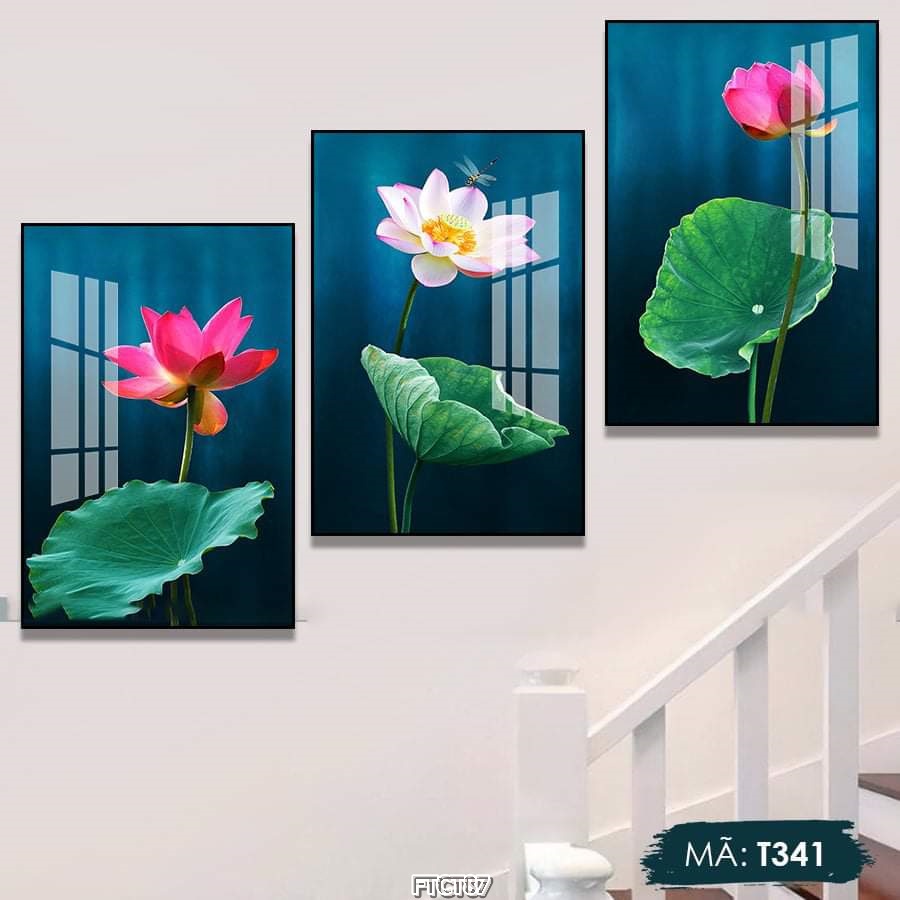 Tranh Treo Tường Cầu Thang - Tranh Tráng Gương - Trang Trí Tường Phòng Khách - Sảnh - Bộ 3 Tranh