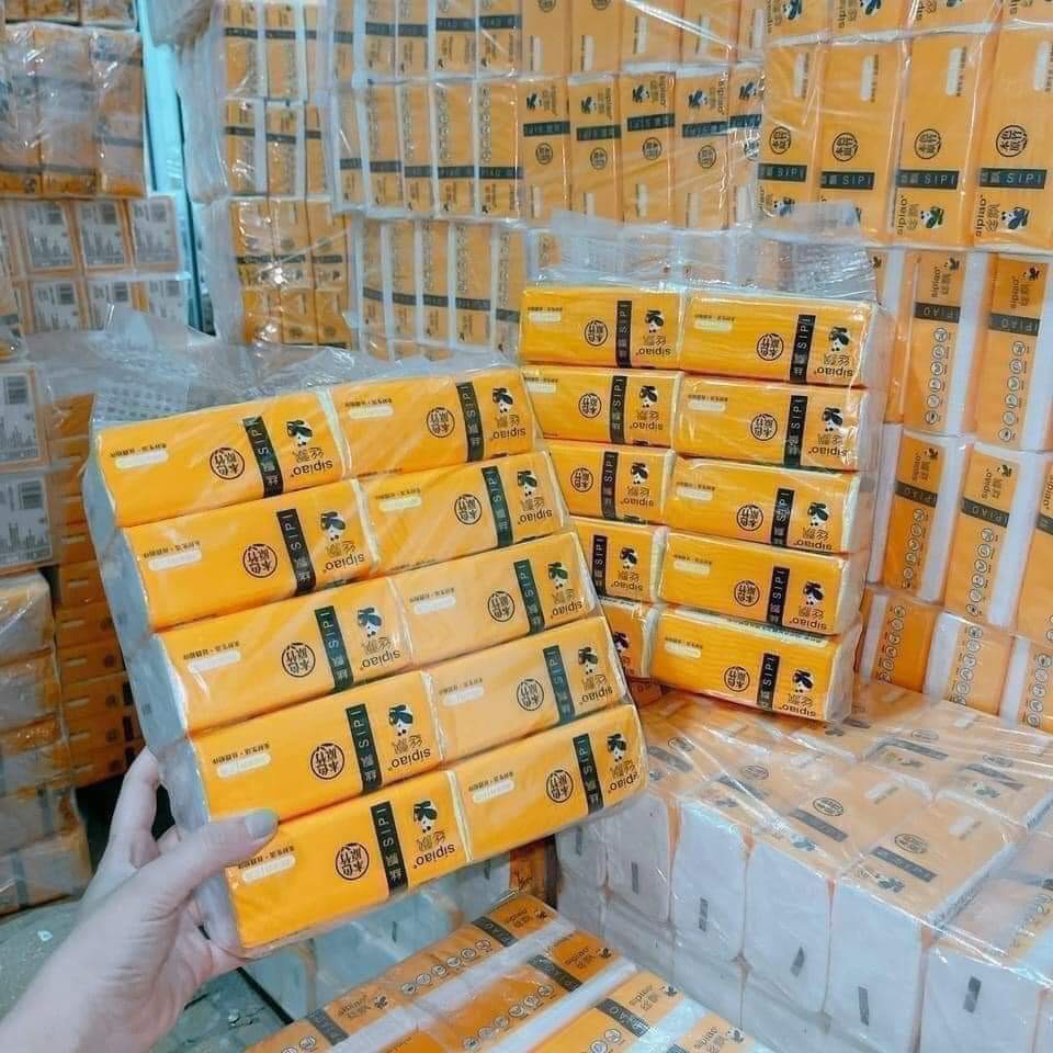 Set 10 Gói Khăn Giấy Rút SIPIAO 3 lớp 300 tờ/gói giấy trắng loại 1-Giấy Ăn Gấu Trúc