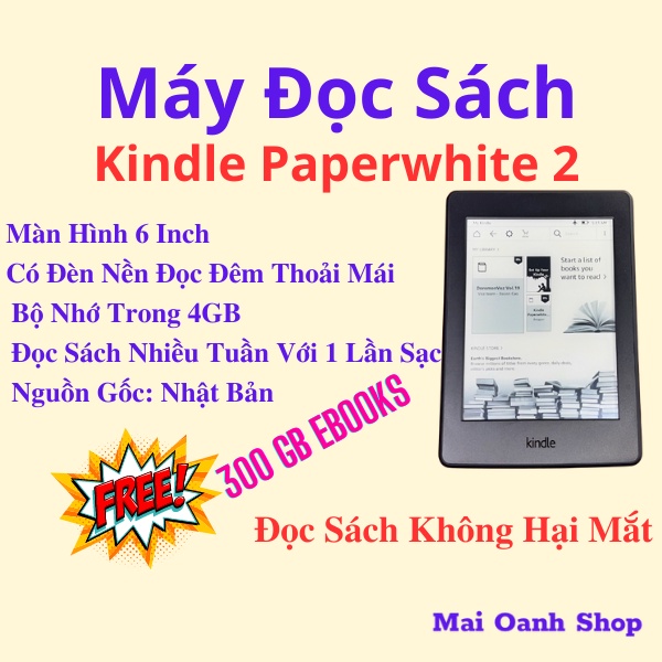 Máy Đọc Sách Amazon Kindle Paperwhite 2 4GB Có Đèn Nền