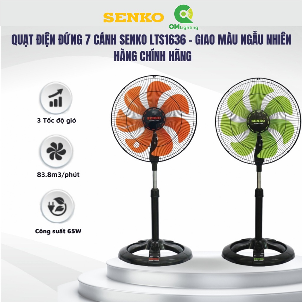 Quạt Điện Đứng 7 Cánh Senko LTS1636 - Giao Màu Ngẫu Nhiên - Hàng Chính Hãng