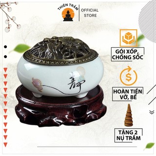 Lư xông đốt trầm hương nụ, đỉnh đốt nhang vòng trầm thờ cúng thư giãn, tẩy uế L1 Thiên Trầm