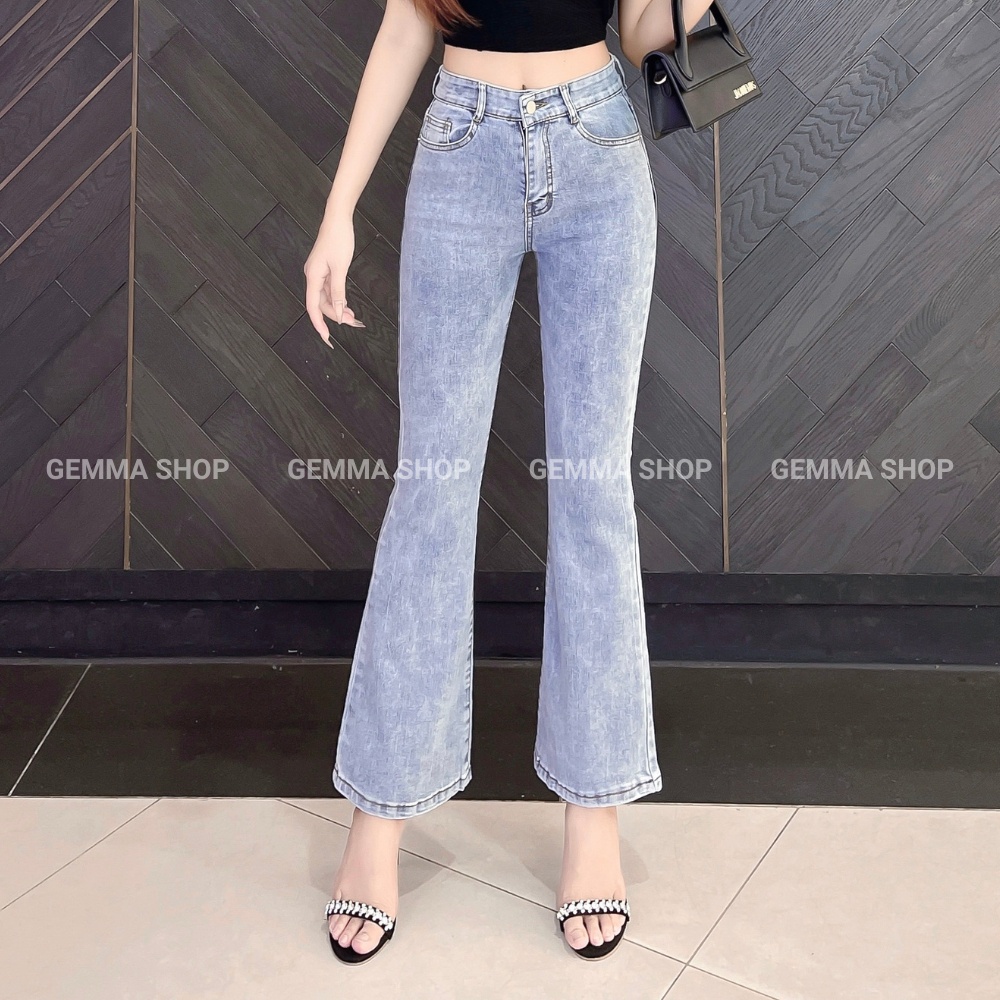 Quần jean nữ Gemma ống loe lưng cao, quần skinny jean nữ ôm dáng vải co dãn | BigBuy360 - bigbuy360.vn