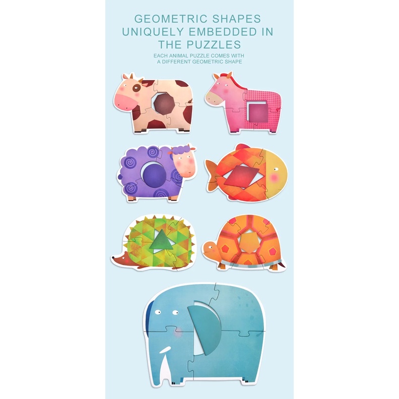 Đồ chơi ghép hình Mideer MD3022 Geometry & Animal Puzzle - Hình Học và Động Vật (7 in 1)