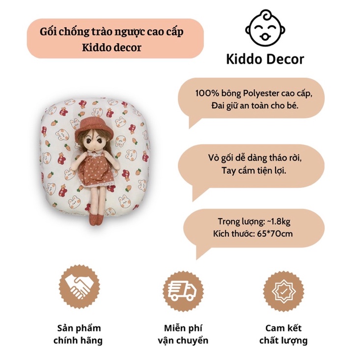 GỐI CHỐNG TRÀO NGƯỢC CAO CẤP KIDDO DECOR <Mẫu mới> (gấu*cherry đỏ)