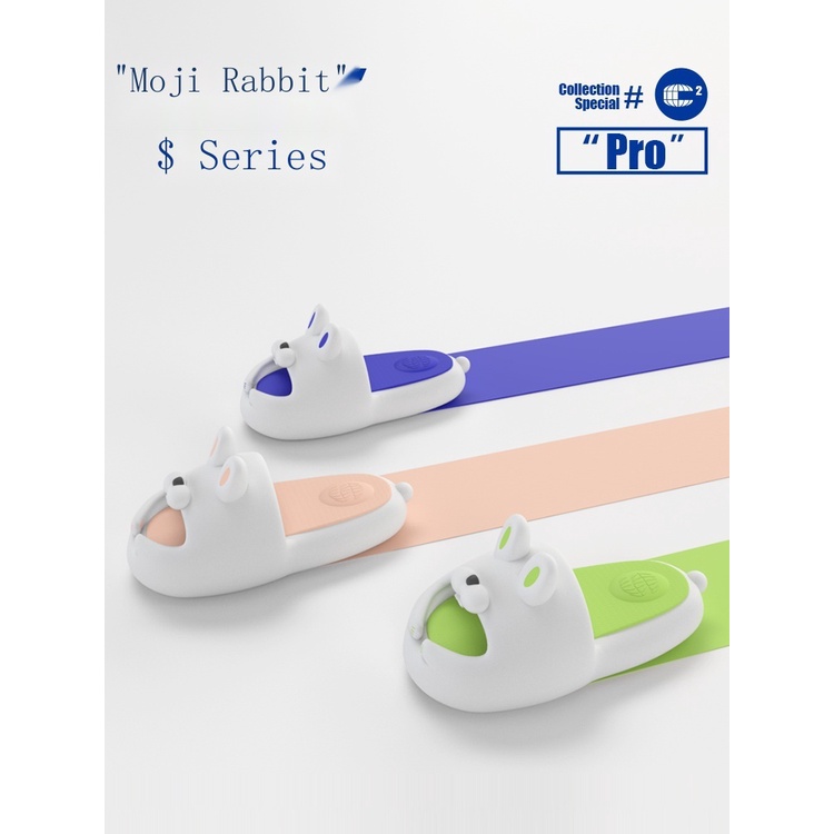 Chikoku Korean Moji Rabbit Slippers Female Summer Household Two-color Soft Bottom Non-slip Antibacterial Couple Bathroom