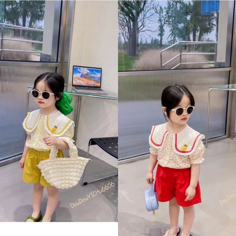 Set áo kèm quần thô đũi bé gái