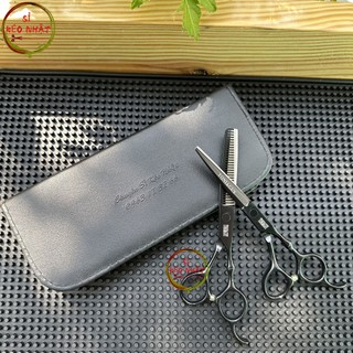 Bộ kéo cắt tóc tỉa tóc Tony&guy Nhật Bản cao cấp màu đen mun [Mua một bộ kéo tặng kèm một bao da+2 lược+chỉnh kéo]