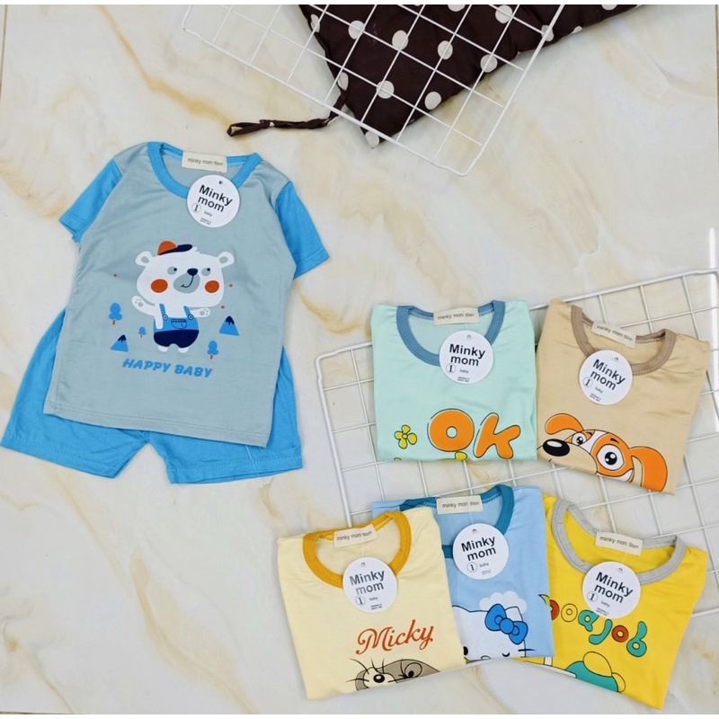 Bộ Cộc Tay Bé Trai, Bộ Thun Lạnh Minkymom Mịn Mát Cho Bé Trai Bé Gái Từ 8 - 18kg