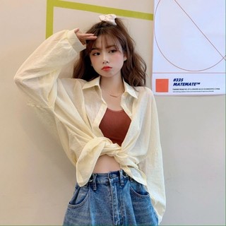 Áo sơ mi nữ form rộng oversize tay dài vải voan nhiều màu phù hợp <=80kg CRA055