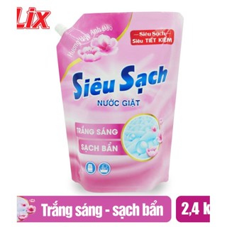 Nước giặt Lix siêu sạch Túi 2,4 kg - Hương hoa anh đào