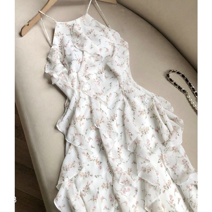 Đầm lụa bèo hoa nhí cổ yếm Wabisabi N2002