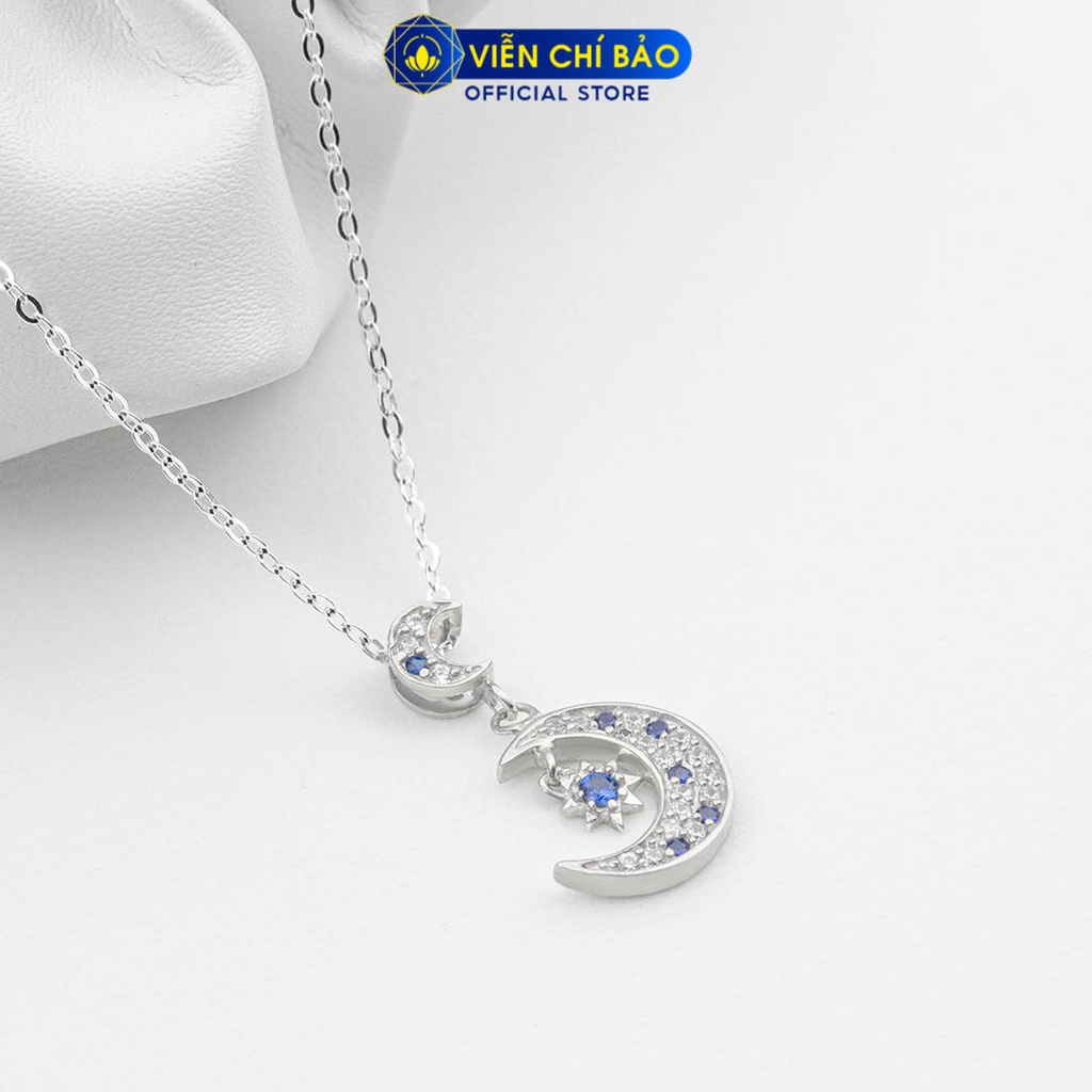 Dây chuyền bạc nữ mặt Moon - Star - Xanh dương chất liệu bạc 925 thời trang phụ kiện trang sức Viễn Chí Bảo  D400639
