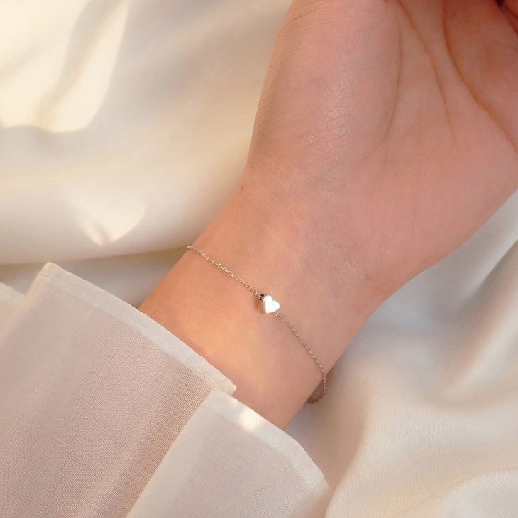 ⚡Chuỗi hạt bạc họa tiết trái tim tối giản bằng kim loại dành cho nữ