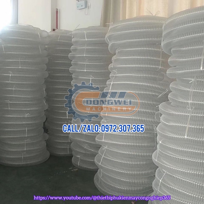 Ống hút bụi dạng lò xo nhựa PU, PVC lõi gân nhựa siêu bền, dùng cho máy hút bụi công nghiệp