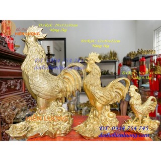 Tượng Gà Trống Hoa Hồng Bằng Đồng