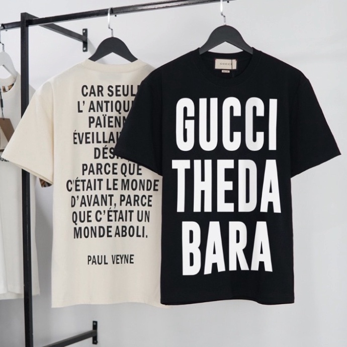 Áo thun Gucci Theda Bara in chữ hot trend chất liệu cotton giãn nở 4D , áo cộc giới tính tuyệt phẩm HOT Hè 2023 Bilux