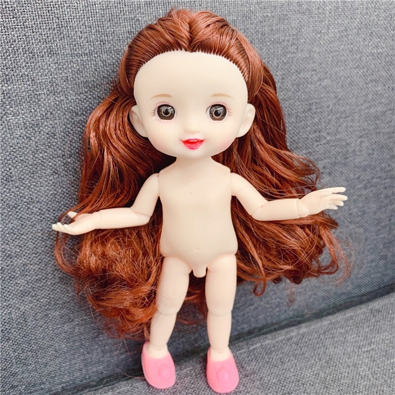 Búp bê mini 16cm mắt 3D ,13 khớp , búp bê miệng cười chúm chím xinh đẹp