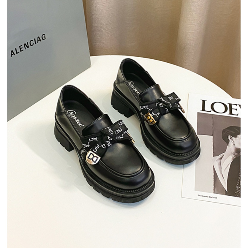 Giày Loafer Nữ Giày Oxford Đế Cao 5 Phân Phong Cách Nhật Bản
