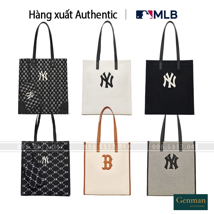 Túi Tote MLB NY Canvas Vertical Nam Nữ, Full Tag Code, Túi Xách NY MLB Thời Trang Hàn Quốc