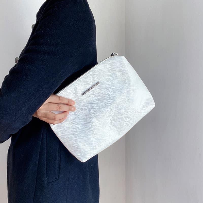 TNS - Túi tote da thật big size  Steven Maden shopper bag- -trắng đen sang chảnh