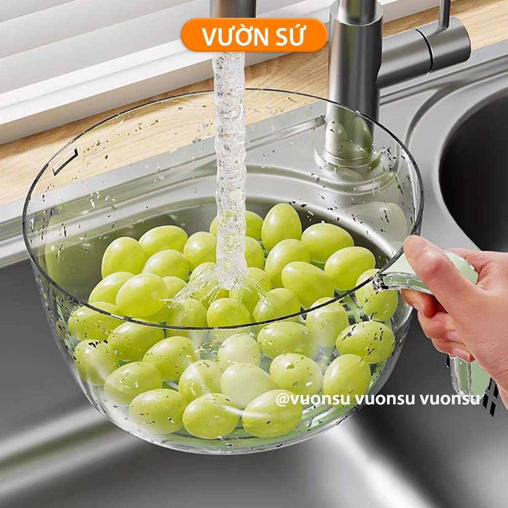 Rổ rửa rau củ quả thực phẩm đa năng hộp lưu trữ để tủ lạnh có nắp cao cấp - VS413