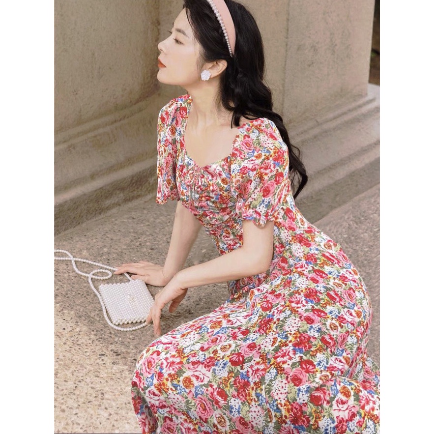 Đầm Cati maxi hoa 2 màu siêu xinh A1523