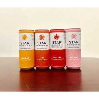 Star kombucha mix 4 vị best seller - cam đào, vải kiwi , mơ, dâu tây