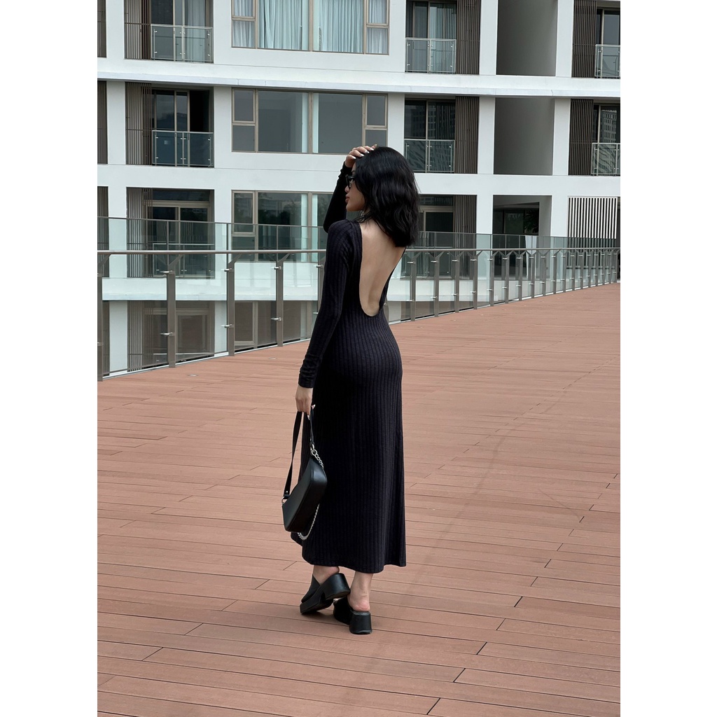 Đầm nữ dài hở lưng, là min - LOW BACK MIDI DRESS