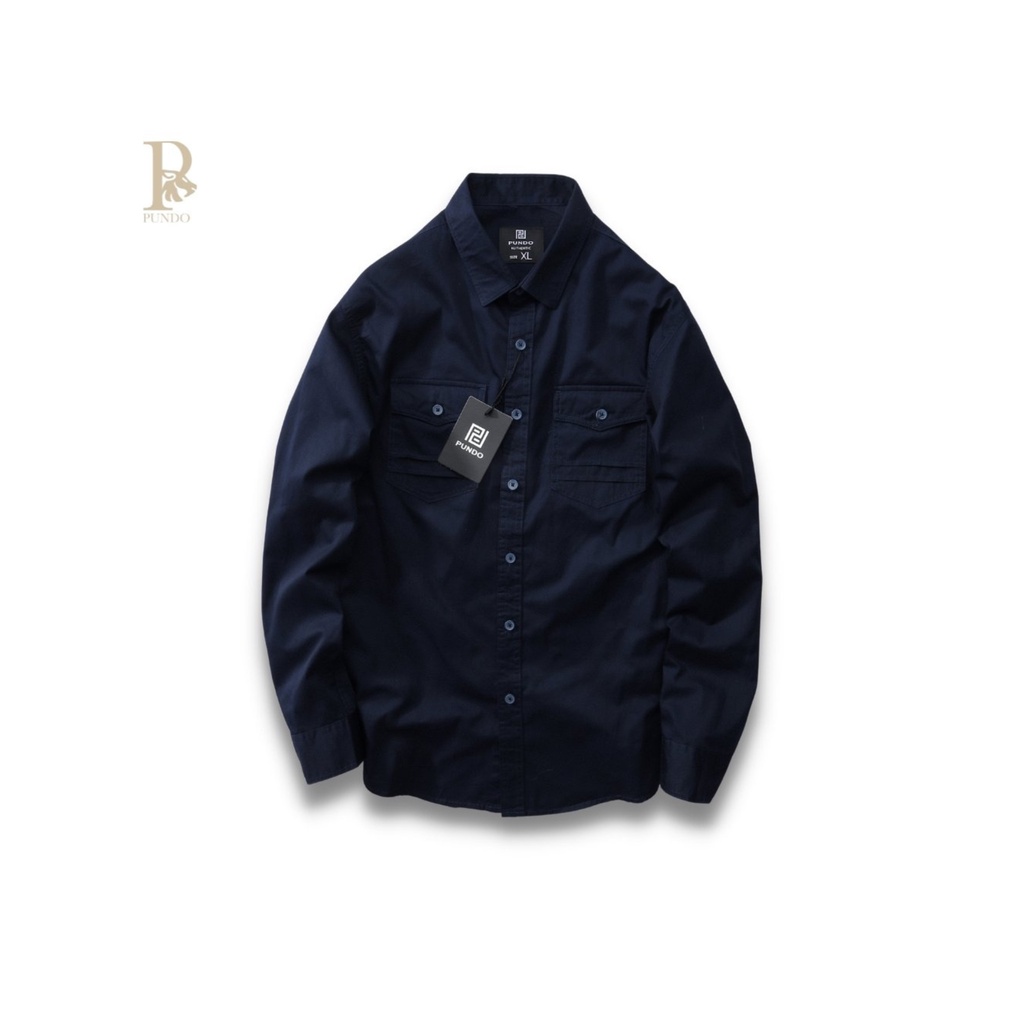 Áo sơ mi nam PUNDO chất kaki cao cấp mềm mại màu trơn đẹp dễ phối ASMPD46