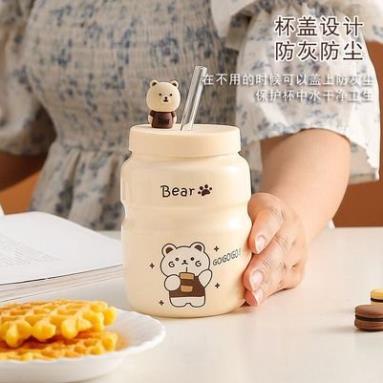 Bình đựng nước uống bằng sứ tráng men hình gấu Bear hottrend