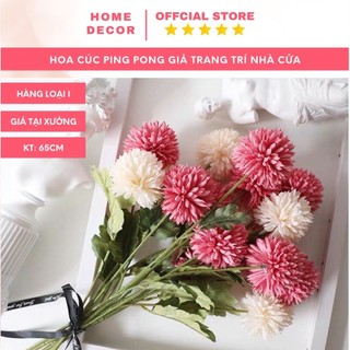 Hoa Giả HOME DECOR Hoa cúc lụa cao cấp, 1 cành 3 bông cao 65cm, dùng cắm bình trang trí nhà cửa bền đẹp