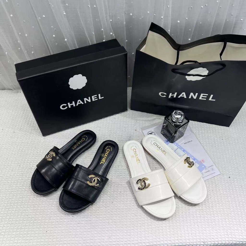 Dép Lê Quai Ngang Hàng Fullbox Màu Đen, Trắng Thời Trang Đế Chống Trơn Trượt Size 35-39