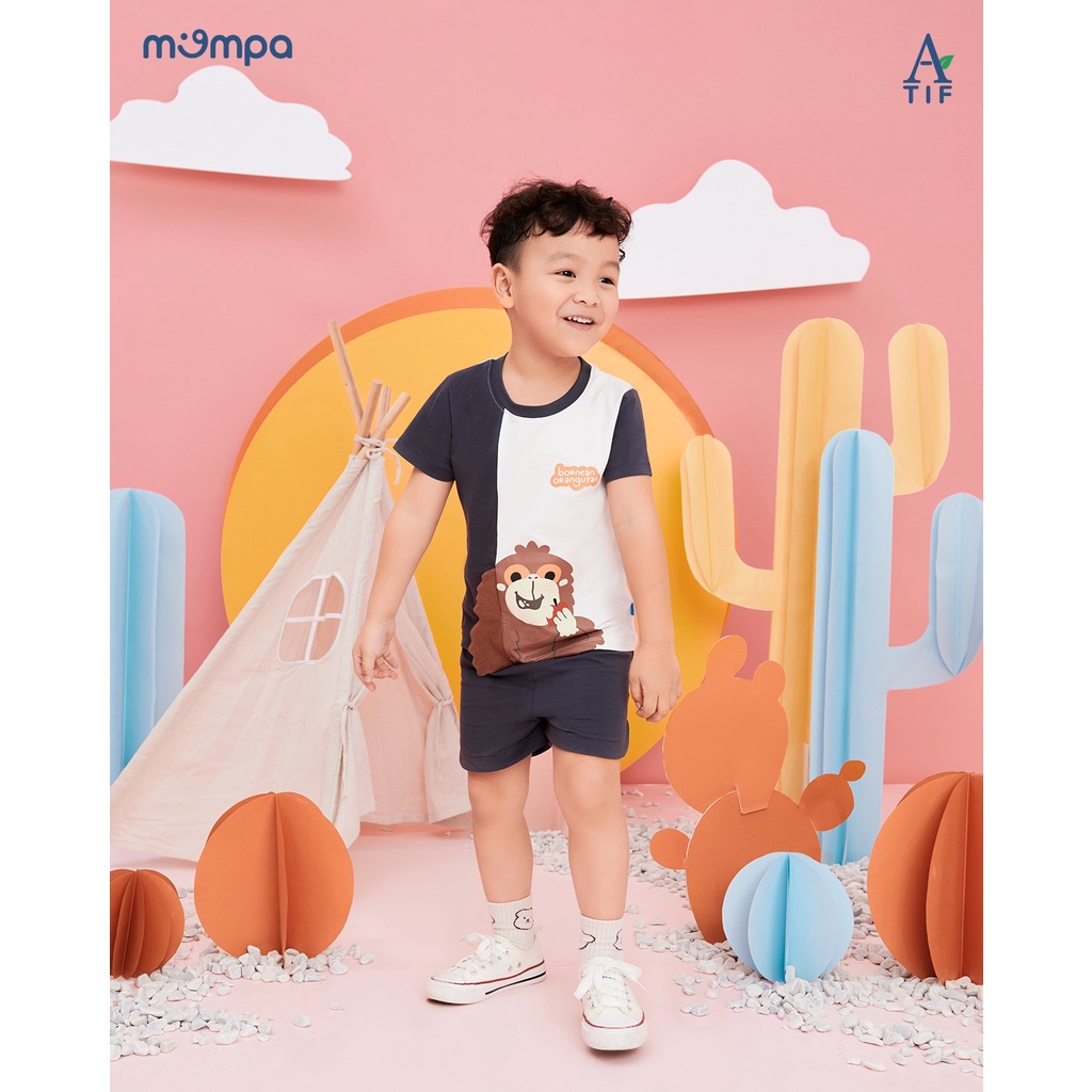 Set đồ cộc tay cho bé từ 1 đến 5 tuổi Mompa MP 622 chất vải actif thoáng mát