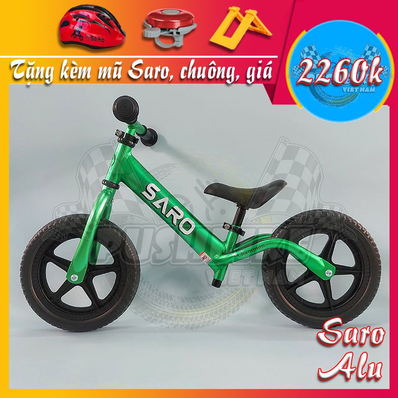 Xe thăng bằng Saro Alu cho bé từ 1.5 đến 6 tuổi - Hợp kim nhôm Aluminium, sơn Anod hóa nhôm, nặng 1.9kg
