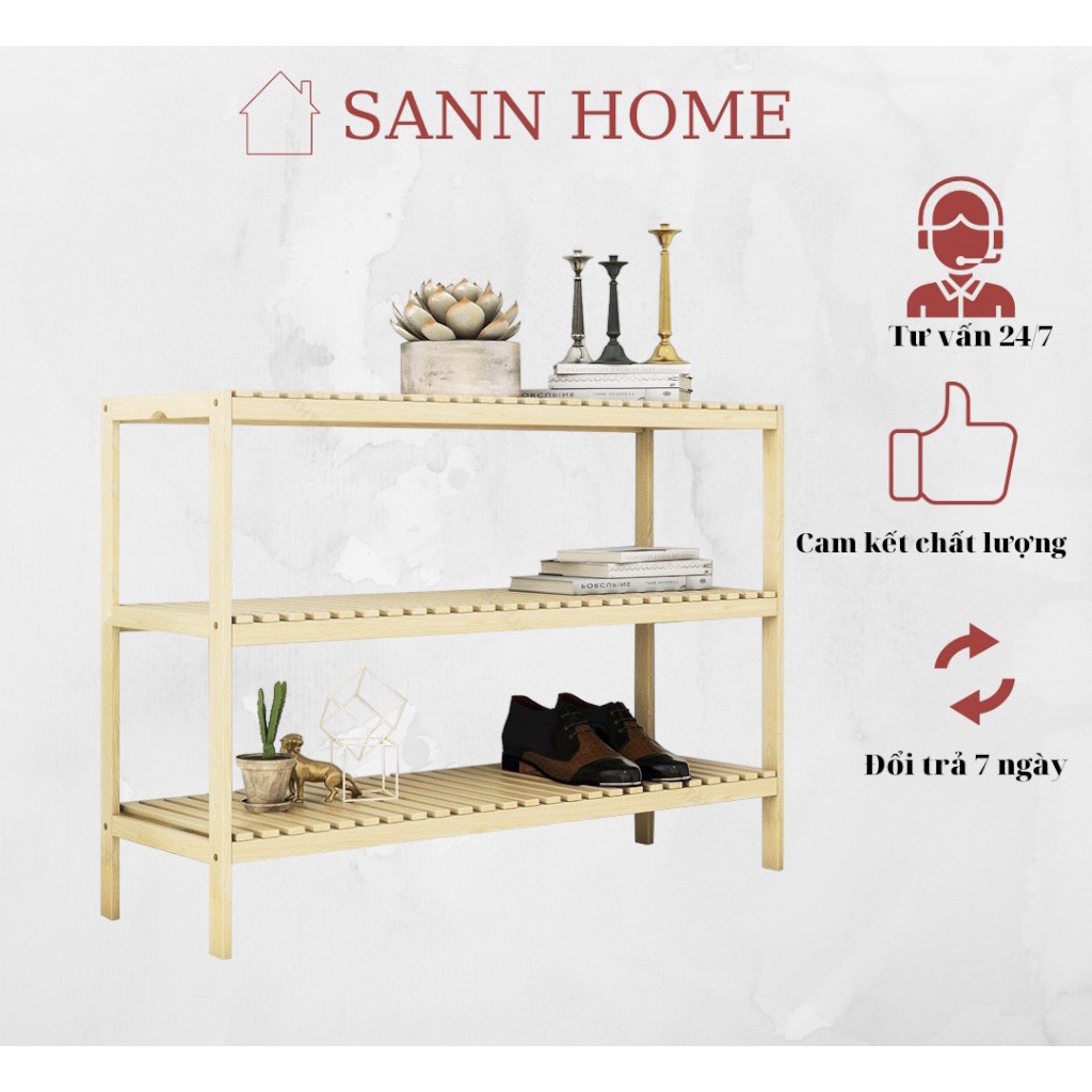 Kệ Giày Dép 3 Tầng Gỗ Thông Bền Đẹp