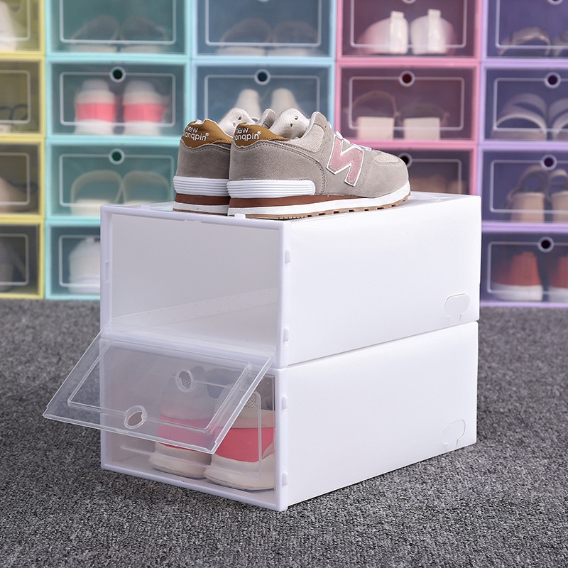 Combo 10 hộp đựng giày nắp nhựa cứng trong suốt, Kệ tủ sắp xếp giày dép chịu lực 6kg size to