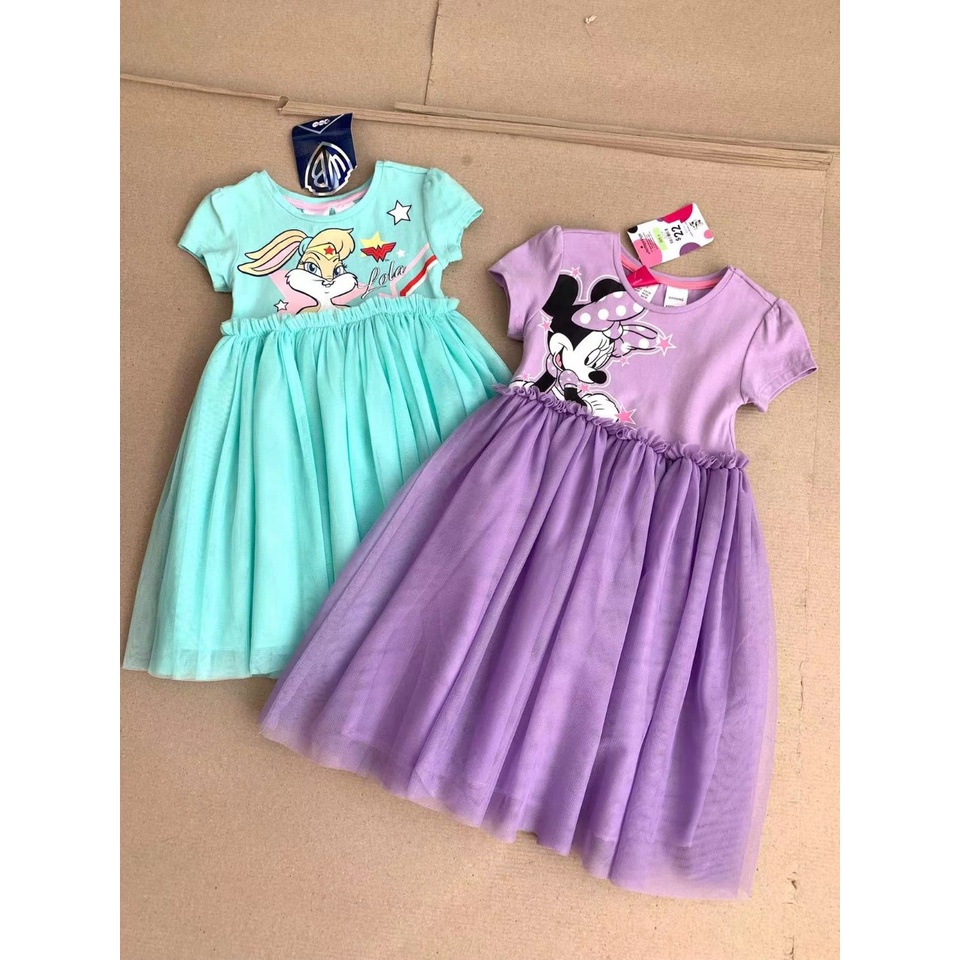 Đầm Thun Ren Tay Ngắn Hãng DisNey cho Bé Gái