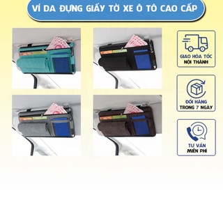 Ví Da Đựng Giấy Tờ Ô Tô Xe Hơi Đăng Kiểm Xe Nhiều Ngăn Cài Tấm Chắn Nắng Đẹp Sang Trọng VD003