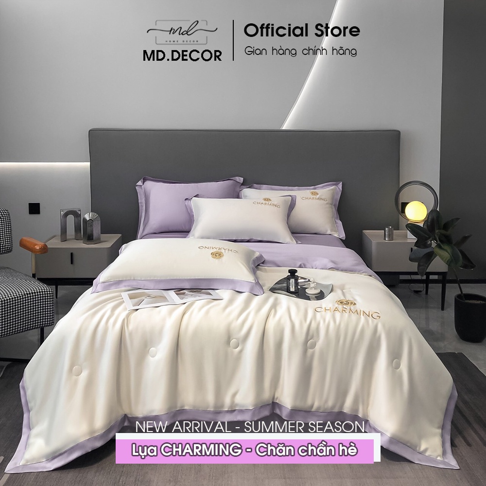 Bộ chăn ga gối chần bông phi lụa Charming MD.Decor - Bedding nhập khẩu cao cấp êm mềm nhiều kích thước M6/M8
